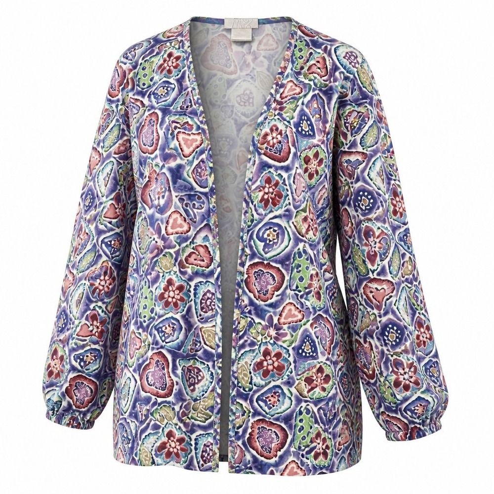 Performance Rx Fundamentals Women's Purple Floral‎ Heart Scrub Jacket Pockets